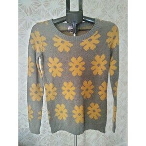 Mossimo Supply Co Sweater Flower boho gray and yellow x-small